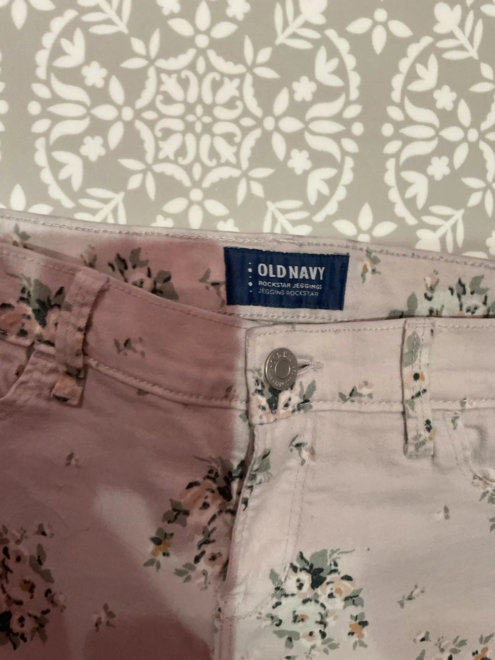 Old Navy Girls Mauve Floral Rockstar Jeggings Size 12 Regular